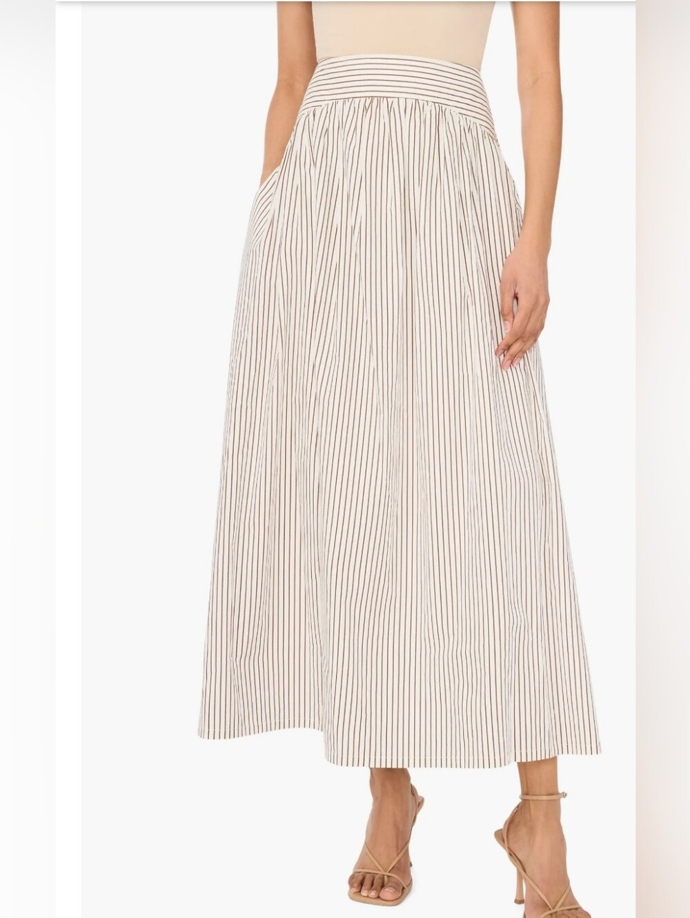 Parker Cream and Black Striped Maxi Skirt